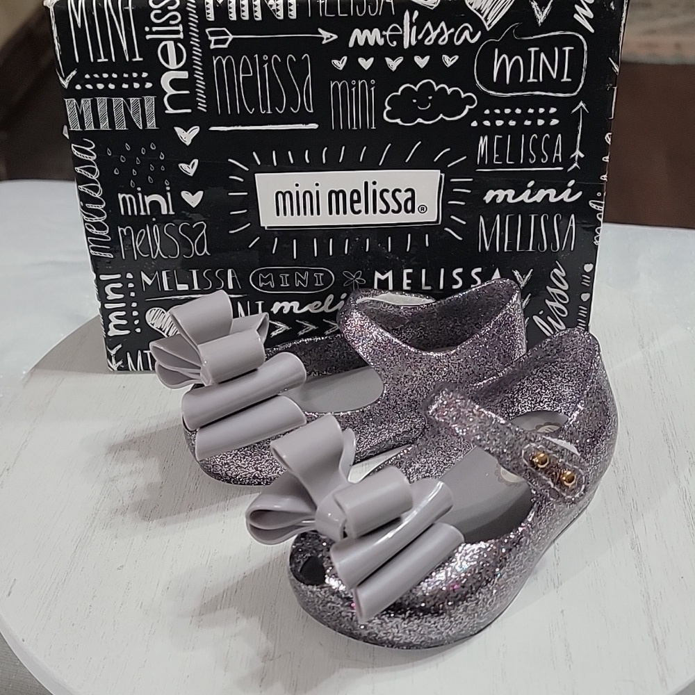 Mini Melissa Silver Glitter Ultragirl Sweet III Mary Jane Jellies Toddler Size 5